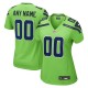 Women's Seattle Seahawks Neon Green Alternate Custom Game Jersey