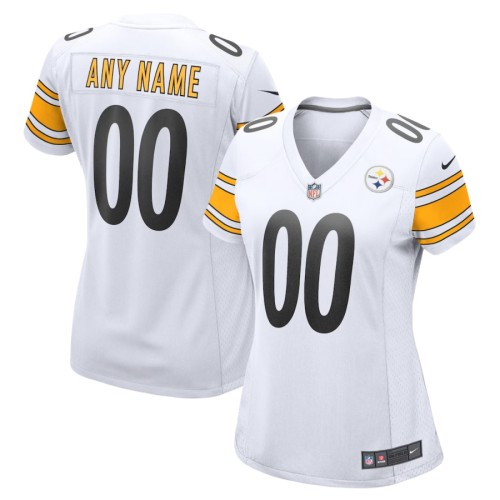 Women's White Pittsburgh Steelers Away Custom Game Jersey
