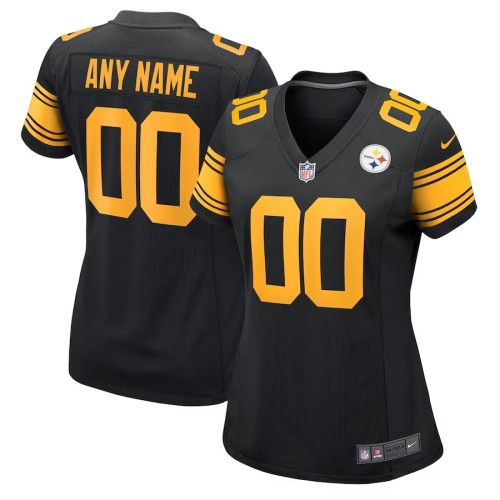 Women's Pittsburgh Steelers Black Alternate Custom Game Jersey