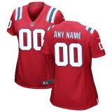 Women's New England Patriots Red Alternate Custom Jersey