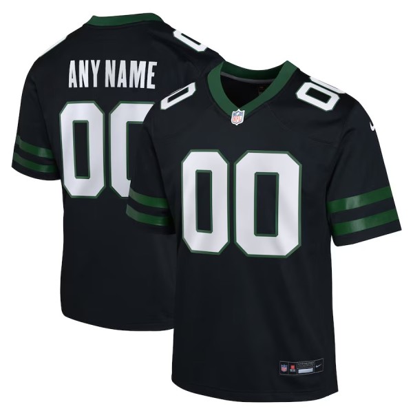 Youth New York Jets Legacy Black Alternate Custom Game Jersey