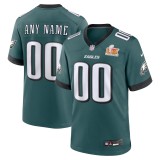 Youth Philadelphia Eagles Midnight Green Super Bowl LIX Custom Game Jersey