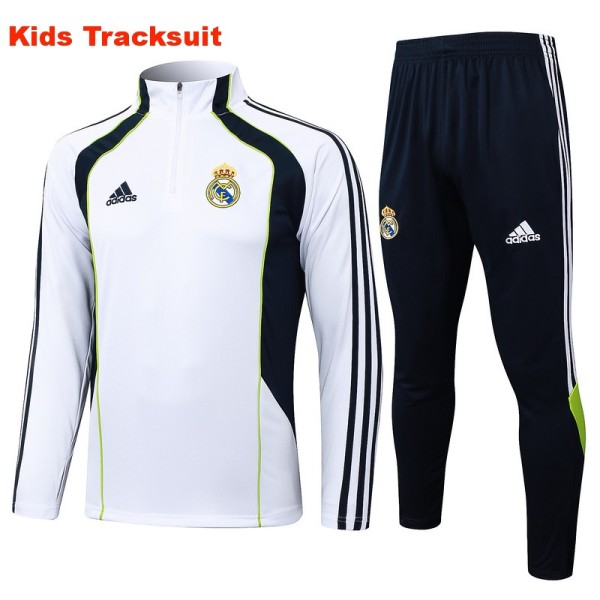 Kids Real Madrid 25/26 Retro Half-Zip Training Sweatshirt and Pants Set E2572