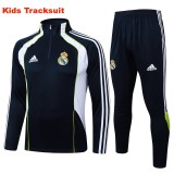 Kids Real Madrid 25/26 Retro Half-Zip Training Sweatshirt and Pants Set E2571