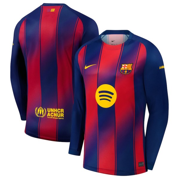 Thai Version Barcelona 25/26 Home Long Sleeve Jersey