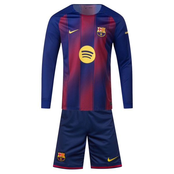 Kids Barcelona 25/26 Home Long Sleeve Jersey and Short Kit