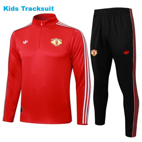 Kids MUFC 25/26 Retro Half-Zip Training Sweatshirt and Pants Set E2596