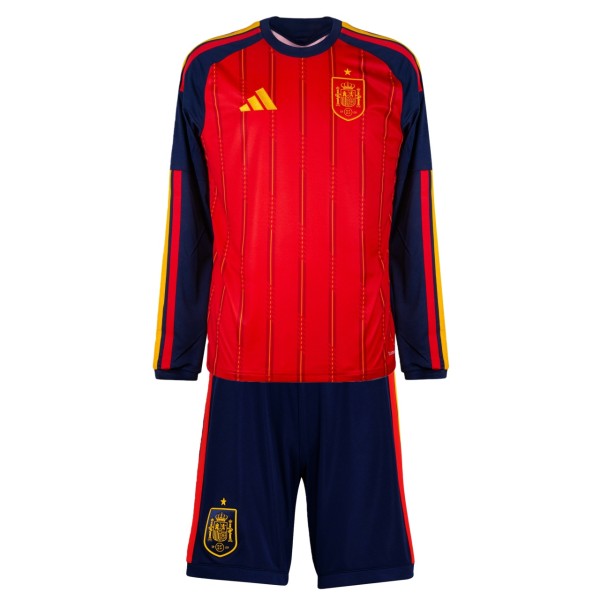 Kids Spain 2026 Home Long Sleeve Jersey and Short Kit