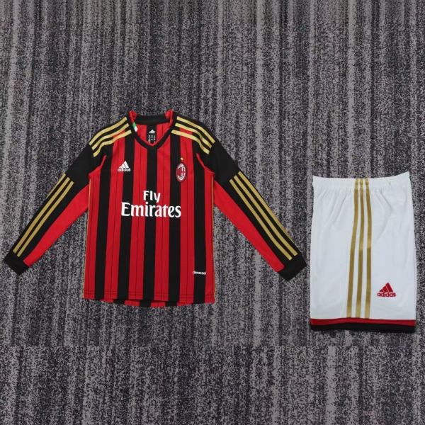 Kids AC Milan 2013/2014 Home Long Sleeve Retro Kit
