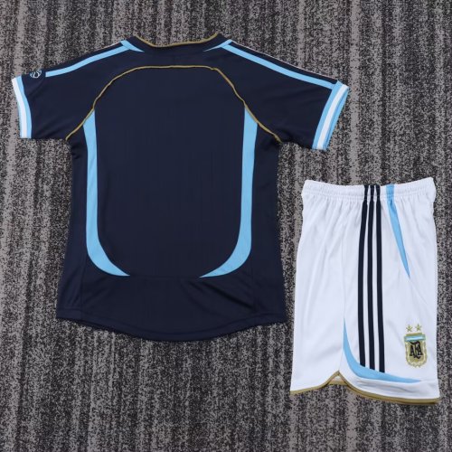 Kids Argentina 2006 World Cup Away Retro Kit