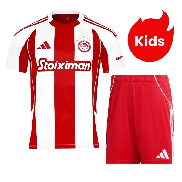 Kids Olympiacos Piraeus 25/26 Home Jersey and Short Kit