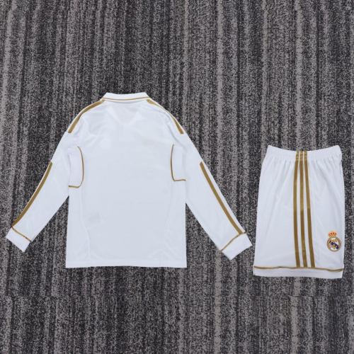 Kids Real Madrid 2011/2012 Home Long Sleeve Retro Kit