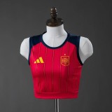 Thai Version Women's Spain 2026 Home Cropped Vest
