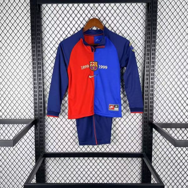 Kids Barcelona 1999/2000 Home Long Sleeve Retro Kit