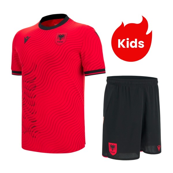Kids Albania 2026 Home Jersey and Short Kit