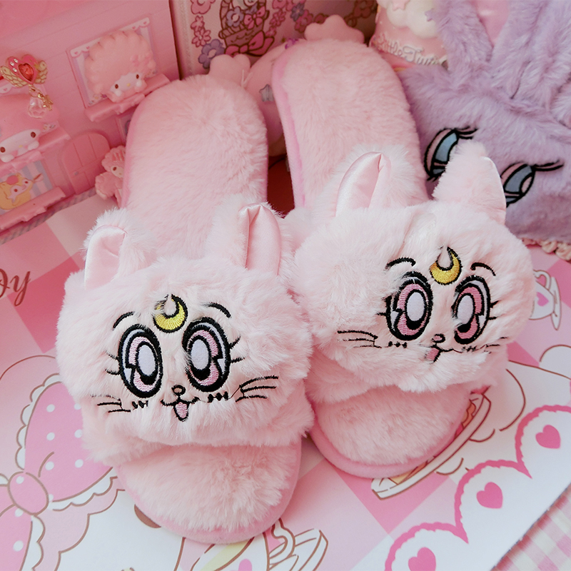 cute plush slippers