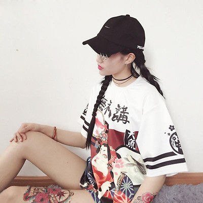 2017 Spring Summer Genki Japanese Girl Loose T Shirt Student