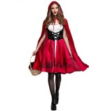 Little Red Riding Hooded Costume Halloween Party Robe