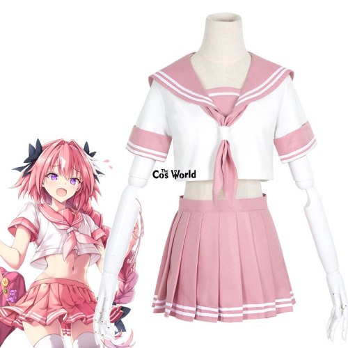 FGO Fate Grand Order Apocrypha Rider Astolfo Asutorufo JK School Uniform Sailor Suit Tops Skirt Outfit Anime Cosplay Costumes