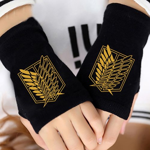 Anime Attack on Titan Finger Cotton Knitting Wrist Gloves Mitten Lovers Anime Accessories Cosplay Fingerless Gift HOT Fashion