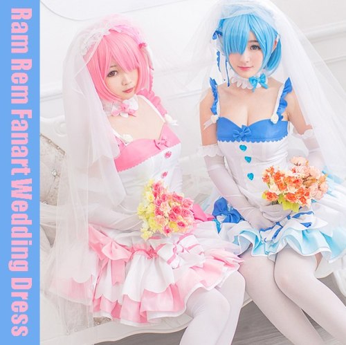 Re:Zero Rem Ram Wedding Dress Cosplay Costume Lolita Dress