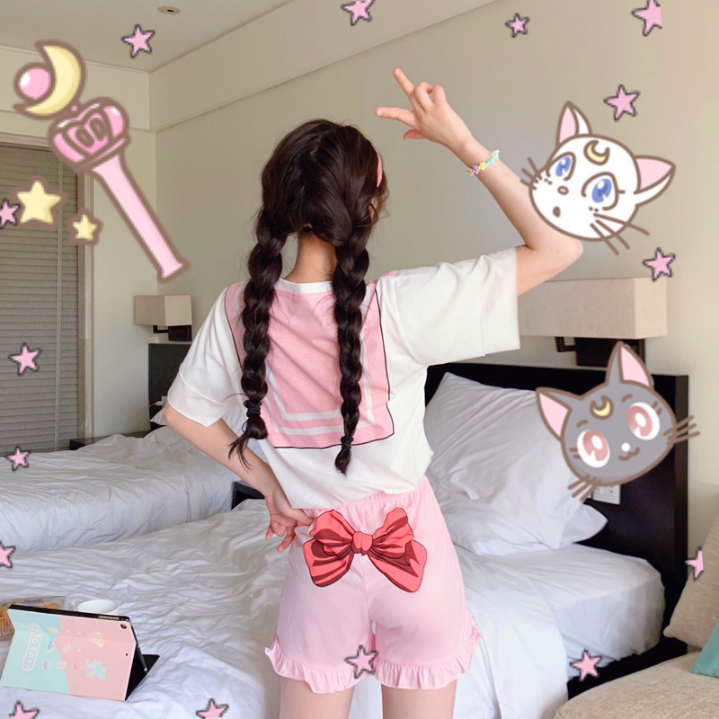Us 39 99 Kawaii Sailor Moon Pajamas Two Piece Suit M