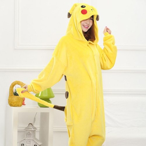 Pikachu Cute Flannel Homewear Onesies Hooded Pikachu Animal Pajamas