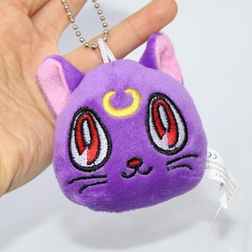 Sailor Moon purple Cat Luna Diana Plush Stuffed Doll Toy Keychain Keyring Toys 