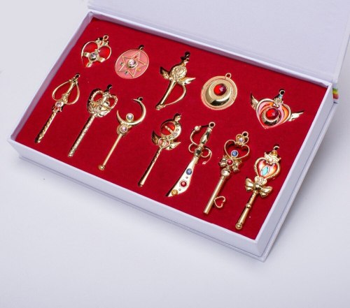 Sailor Moon Pretty Guardian Tsukino Usagi Pendant Necklace+Keychain Set Cosplay Props