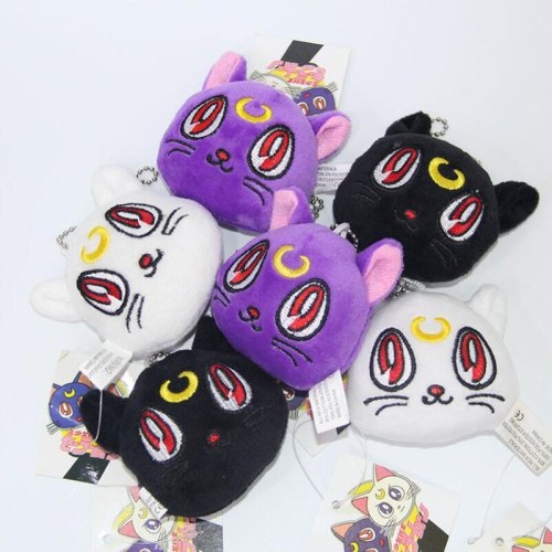 Sailor Moon purple Cat Luna Diana Plush Stuffed Doll Toy Keychain Keyring Toys 