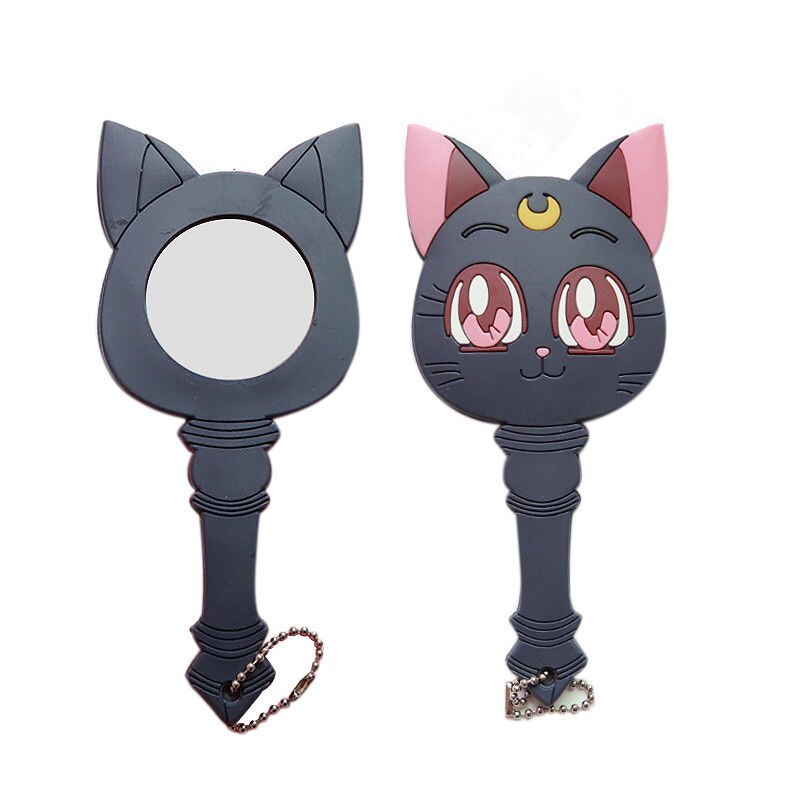 Anime Sailor Moon Luna Purple Cat Make Up Mirror Handle Girls