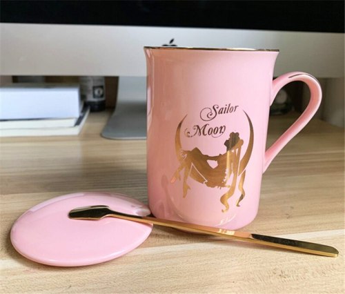 Anime Sailor Moon Pink Bone Coffee Mug Tsukino Usagi Ceramic Mugs