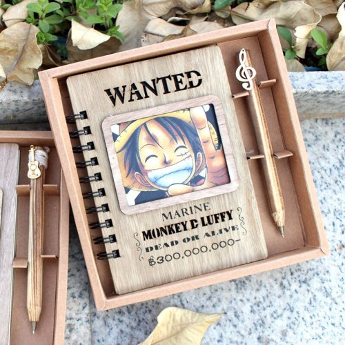 Hot Anime ONE PIECE Monkey D Luffy Cosplay Notebook Wooden Book Diary  Collection of Gifts