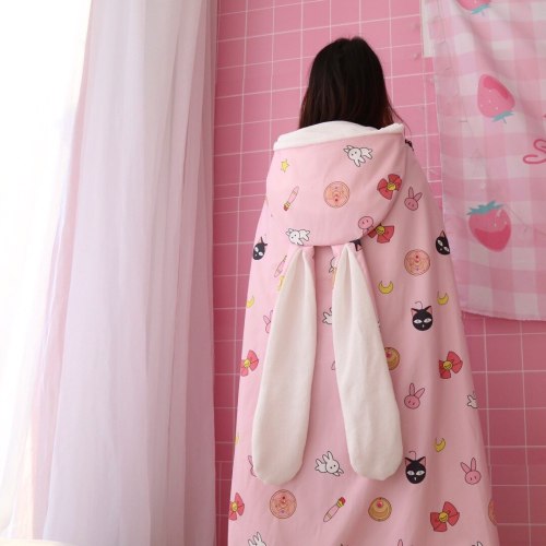 Anime Sailor Moon Luna Cat Cosplay Hooded Cloak Shawl Blanket Girl Women Lovely Pajamas Siesta Winter Thick Comfy Warm Clothes Pretty guardian in a sailor suit. usd