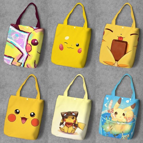 Anime Pokemon Pikachu Canvas Casual Student Tote Handbag