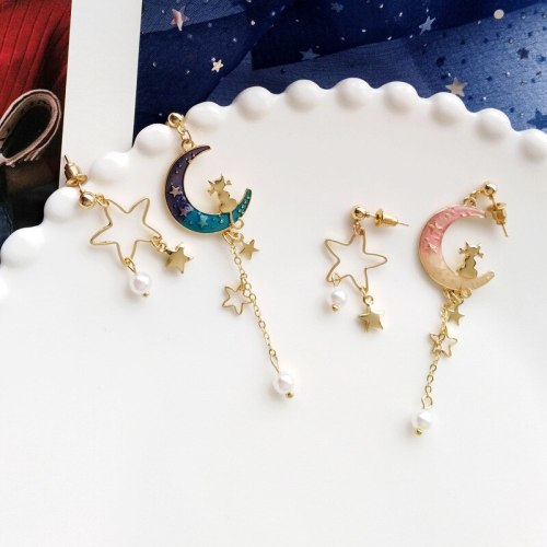 Anime Sailor Moon Dream Sky Moon Star Earrings For Women Harajuku Fashion  Imitation Pearl Eardrop Jewelry Props Holiday Gifts
