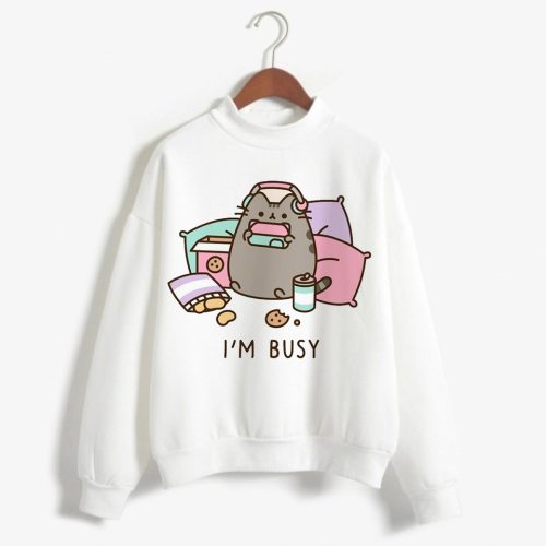 Kawaii Pusheen Cat Harajuku Funny Cartoon Hoodies Women Ullzang