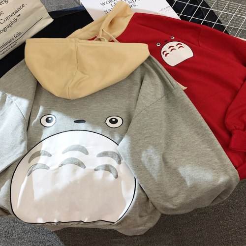 Couple Totoro Print Hoodies Japanese Harajuku Pullover Streetwear