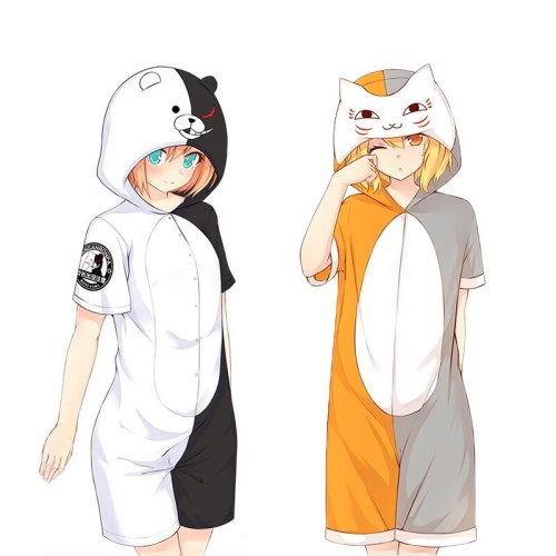 Danganronpa Black and White Bear Monokuma & Natsume Yuujinchou Madara Cosplay Onesie Sleepwear