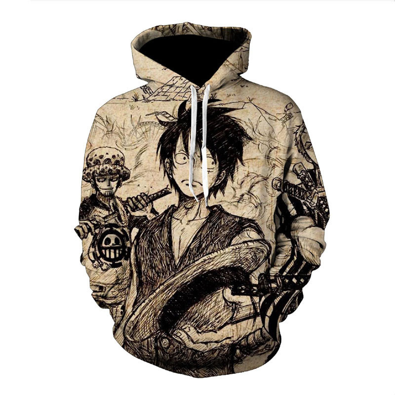 Anime One Piece Hoodie 3d Print Pullover Sweatshirt Monkey D Luffy