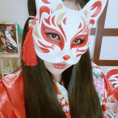Japanese Custom Style  Fox Mask Hand-painted Cat Natsume's Book of Friends Cosplay Halloween Props