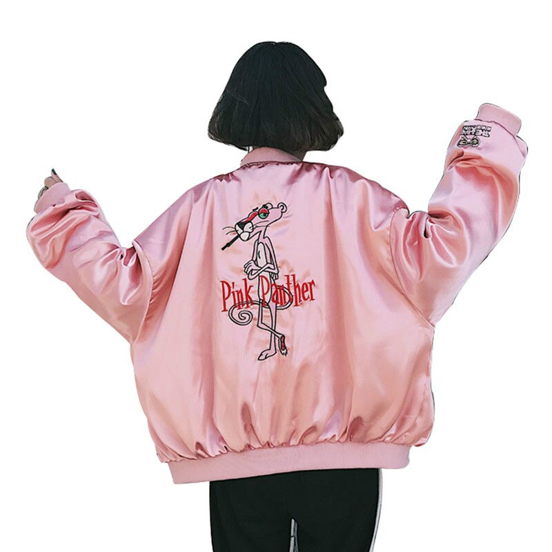 pink satin baseball jacket