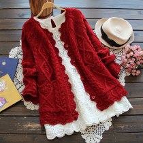 Harajuku Kawaii Red Christmas Knitting Cardigan