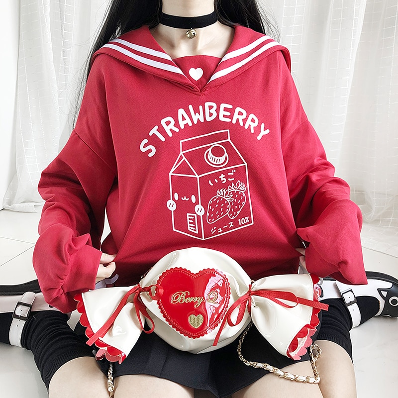 kawaii strawberry milk sweater