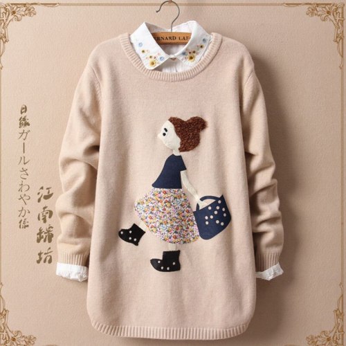 Harajuku Mori Girl Sweet Cartoon Pattern Sweater
