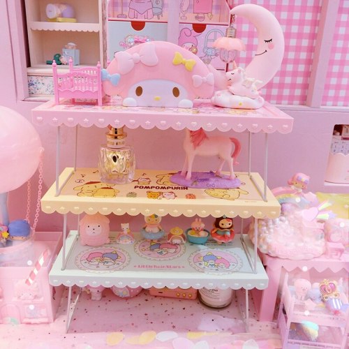 Cartoon My Melody Pompompurin Little Twin Stars Cute Cosmetic Display Folding Storage Doll House