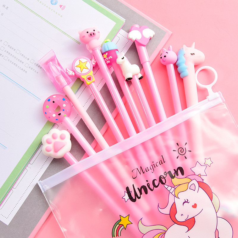 10pcs Set Gel Pen Unicorn Pen Cute Korean Stationery Kawaii School Supplies Gel Ink Pen For School Office Gifts Pink Panther