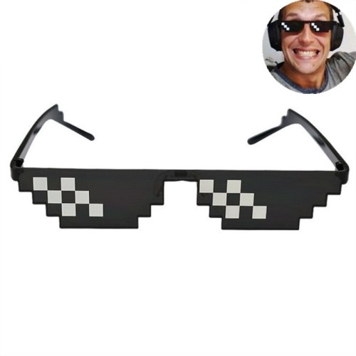 New Mosaic Sunglasses Trick Toy Thug Life Glasses Deal with It Glasses Pixel Women Men Black Mosaic Sunglasses Funny Toy