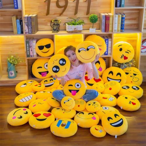 New Smiley Face Emoji Pillows Soft Plush Emoticon Round Cushion Home Decor Cute Cartoon Toy Doll Decorative Throw Pillows 40