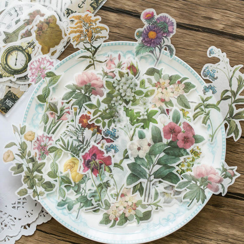 Buy 60pcs Travel Stickers Vintage Retro Green Plants Flowers Washi Paper Stationery Stickers Decorations Scrapbooking Diary Albums Stickers Moe Energy
